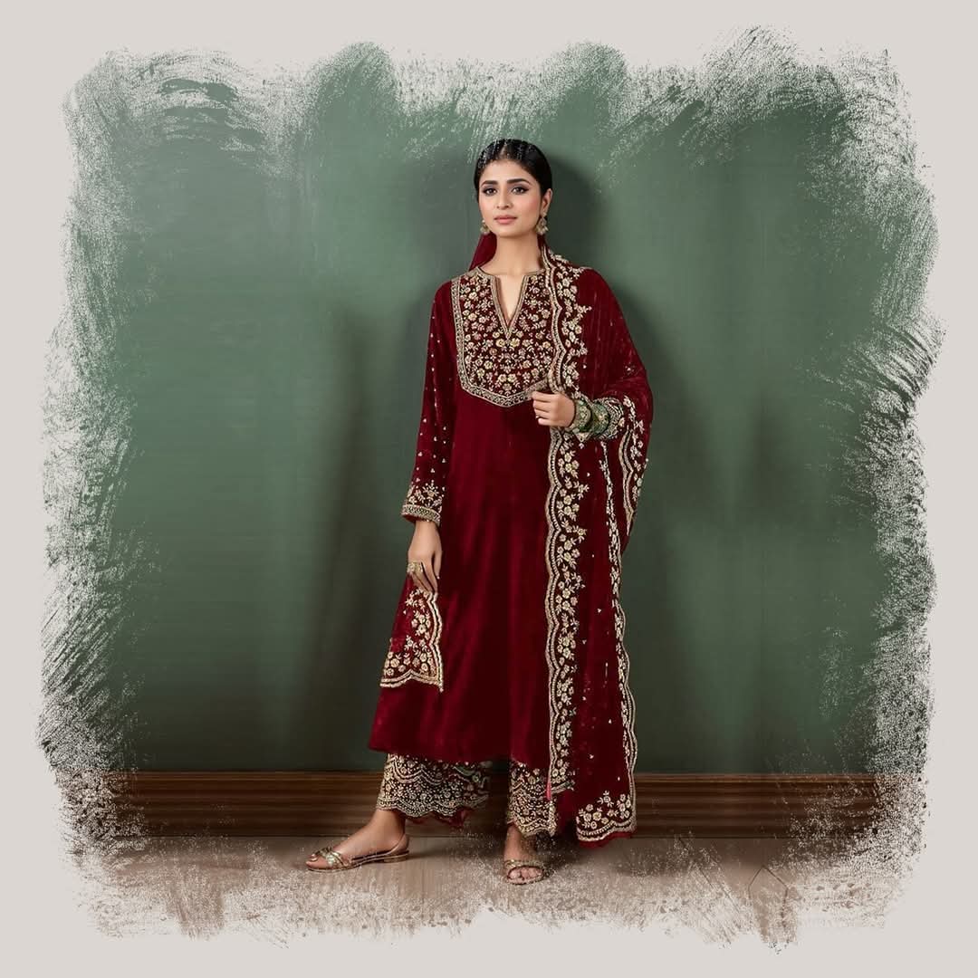 Full Stitched Pakistani suit, Gold Front Work, Readymade