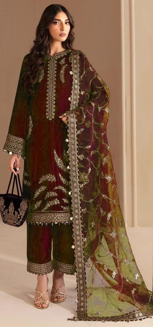 FULL STITCHED PAKISTANI SUIT, READYMADE, HF-142-D